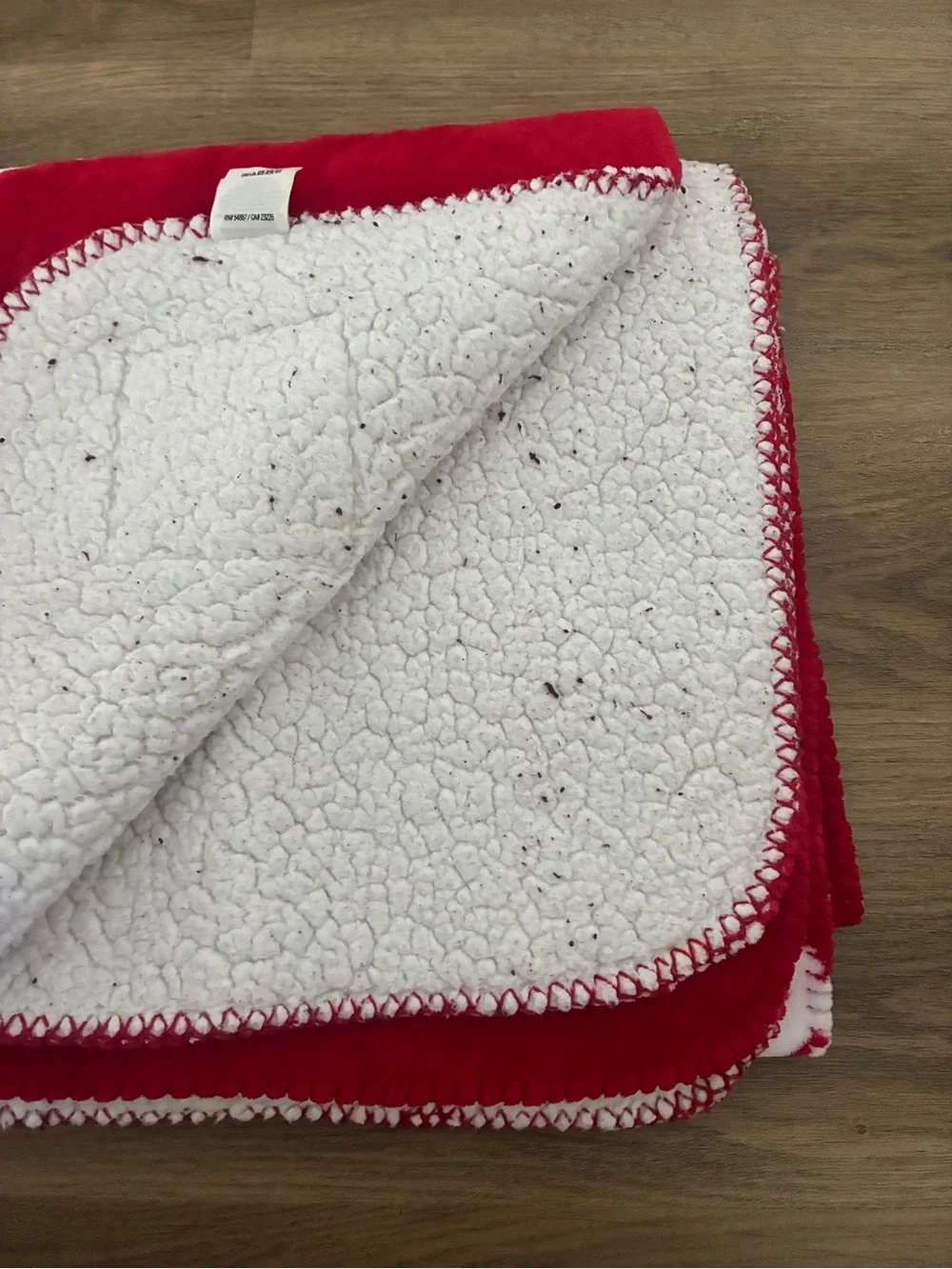 PINK Victoria’s Secret Sherpa Throw Blanket Red White “Let’s Get Cozy” 50x60 EUC
